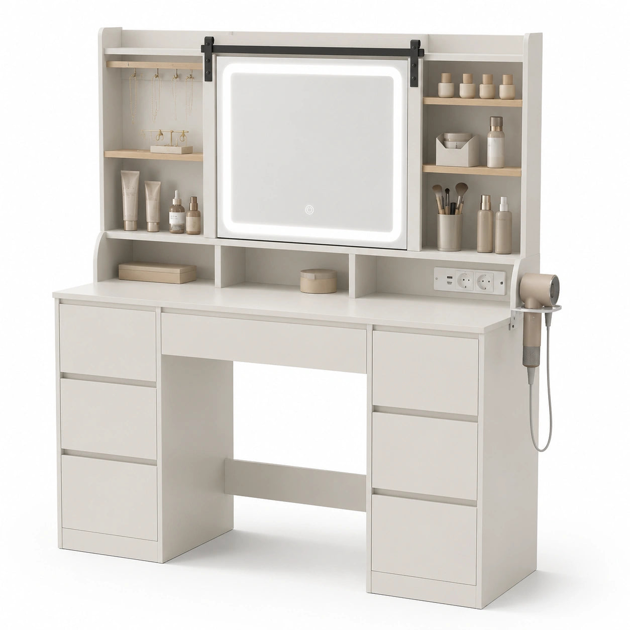 coiffeuse-avec-miroir-et-eclairage-led-ajustable-3-couleurs-multiprise-7-tiroirs-rangements-ouverts-40-108-1486-cm-blanc-wqolmn5297uk